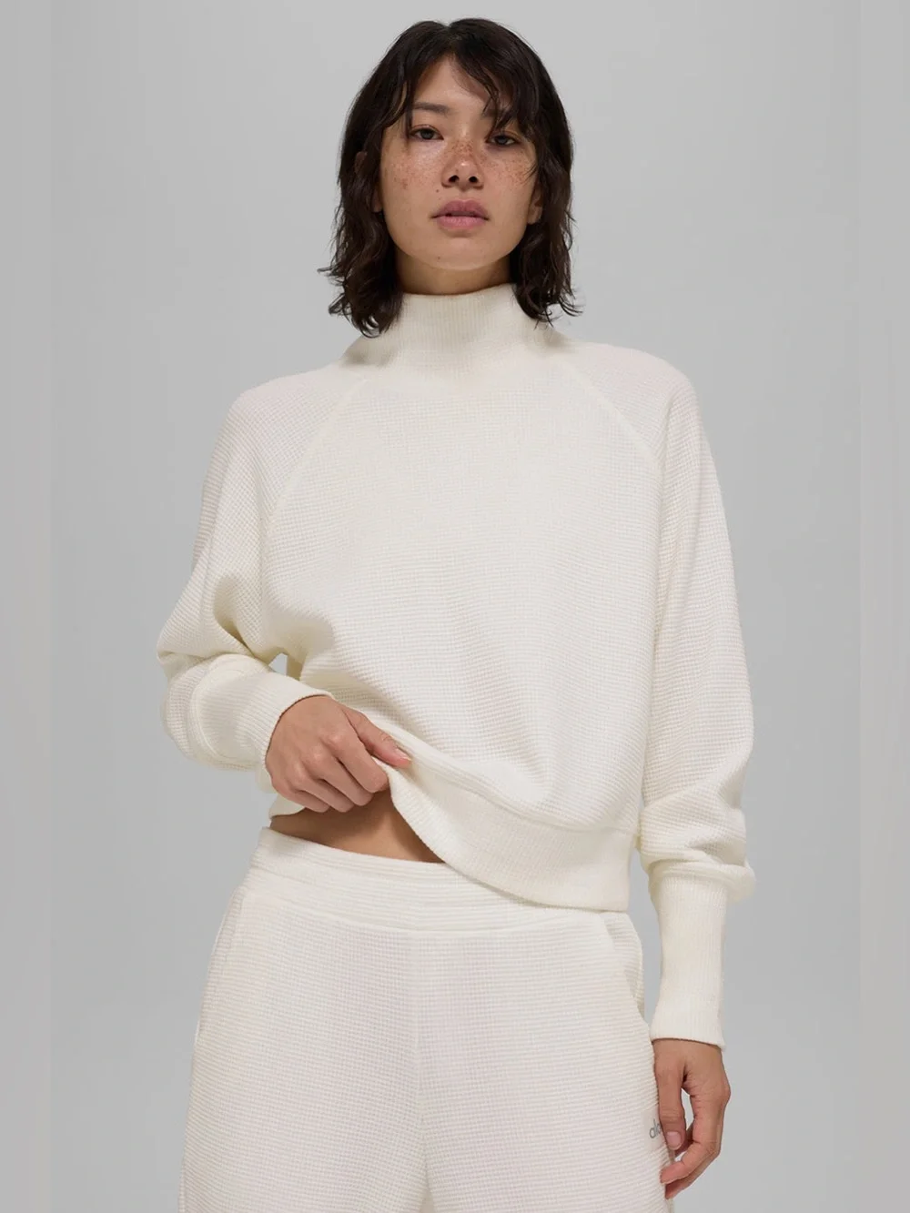Alo Yoga Waffle Weekend Escape Mock Neck Long Sleeve